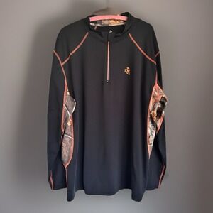 Legendary Pullover LONG Sleeve Shirt Camo Black Hunting Gear 1/4 Zip Men's XL